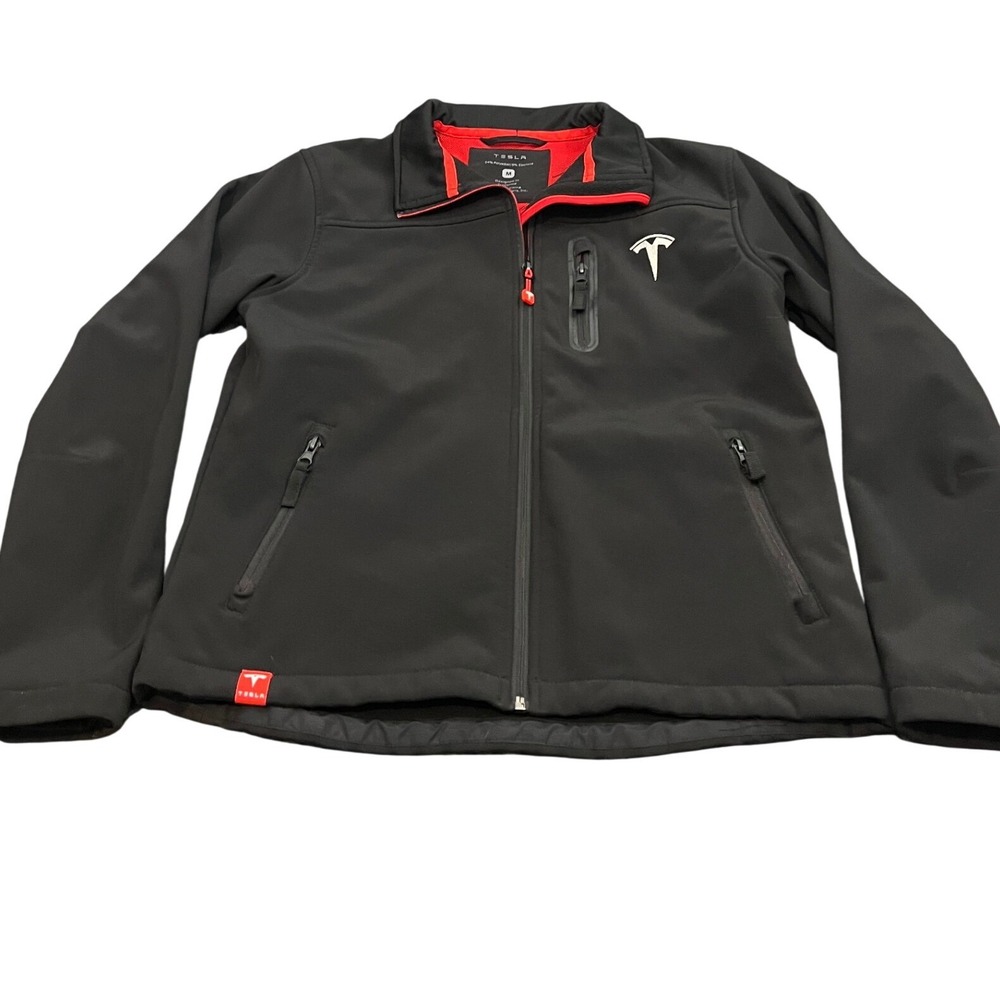 Tesla Softshell‎ Jacket Womens Medium Black Red Full Zip Corporate Performance